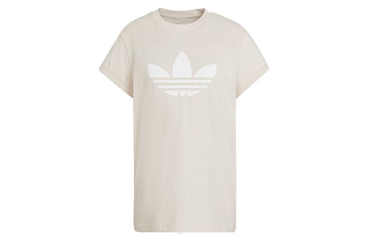 

Adidas Originals T Shirts Women s Beige Crew Neck Moderate Straight Fit HU1630 34