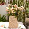 1Pc Retro Handmade Woven Vase Home Decoration Imitation Rattan Flower Vase Plant Potted  Flower Basket Home Storage Organizer