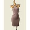 Cross-Halterneck Knitting Dress Fashion Wind Thread Bandage Pure Color Sexy Silm Export Bodycon Dress Women