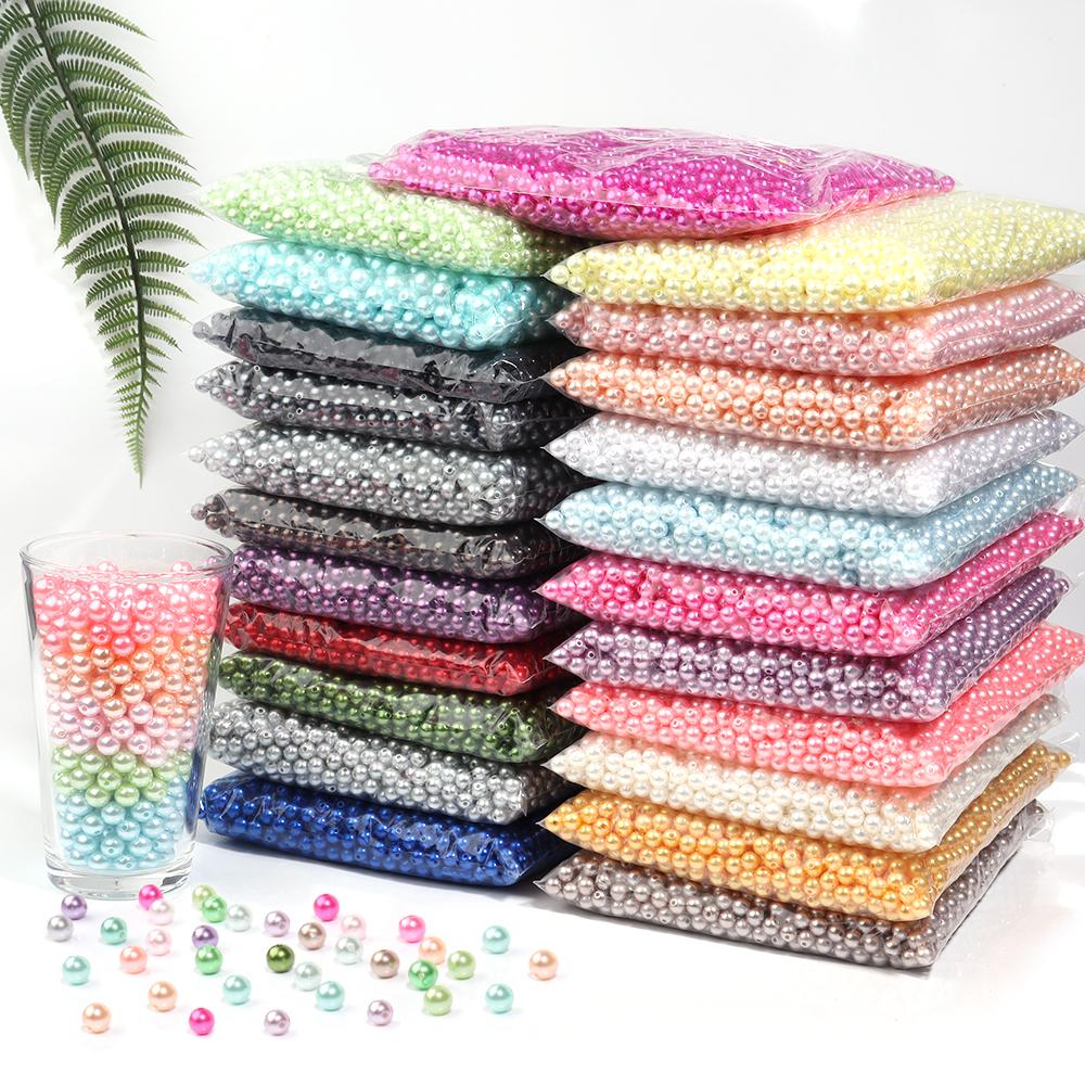 50-1000pcs/Lot 3/4/5/6/8/10/12mm Round Acrylic Plastic Beads ABS Imitation Pearl Beads Loose Spacer Bead For Jewelry Making