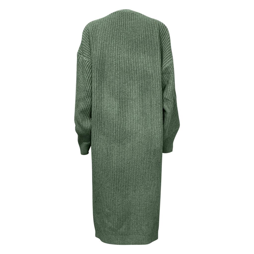 Women's fashionable long-sleeved pocket, large-sized loose cardigan sweater coat