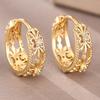 HuitanTrendy Women Hoop Earrings Hollow Out Design Wedding Party Elegant Jewelry Silver Color/Gold Color Inlaid CZ Accessories