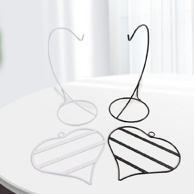 Decorative 50 Hole Heart Shape Iron Jewelry Stand Earring Organizers Desktop Display for Earrings Home Store Presentation