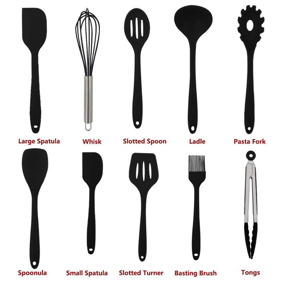 10 peças conjunto de utensílios de cozinha de silicone resistente ao calor ferramentas de cozinha antiaderentes kit de utensílios de cozinha acessórios de cozinha