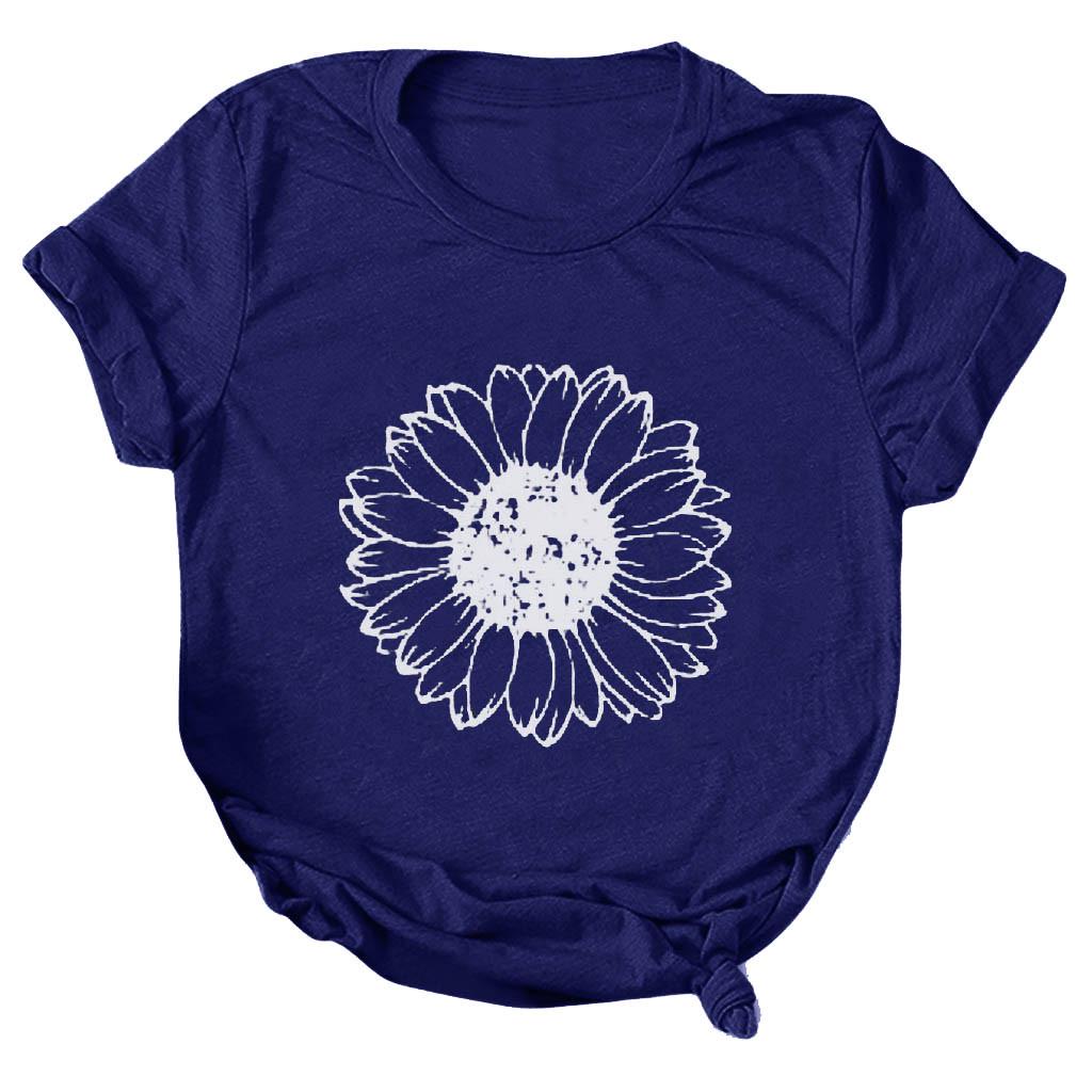 Women Casual Printing Short Sleeves Loose T-Shirt Blouse Tops