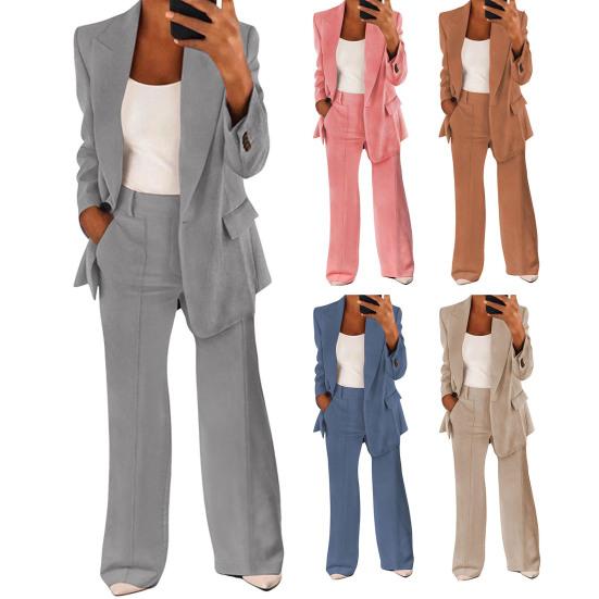 Γυναικείο Παντελόνι Κοστούμι Σετ Επίσημο Μονόκουμπο Μακρυμάνικο Μπλέιζερ Και Παντελόνι Επιχειρηματικό Σετ Φόρμα Δύο Τεμαχίων για Εργασία Γραφείου