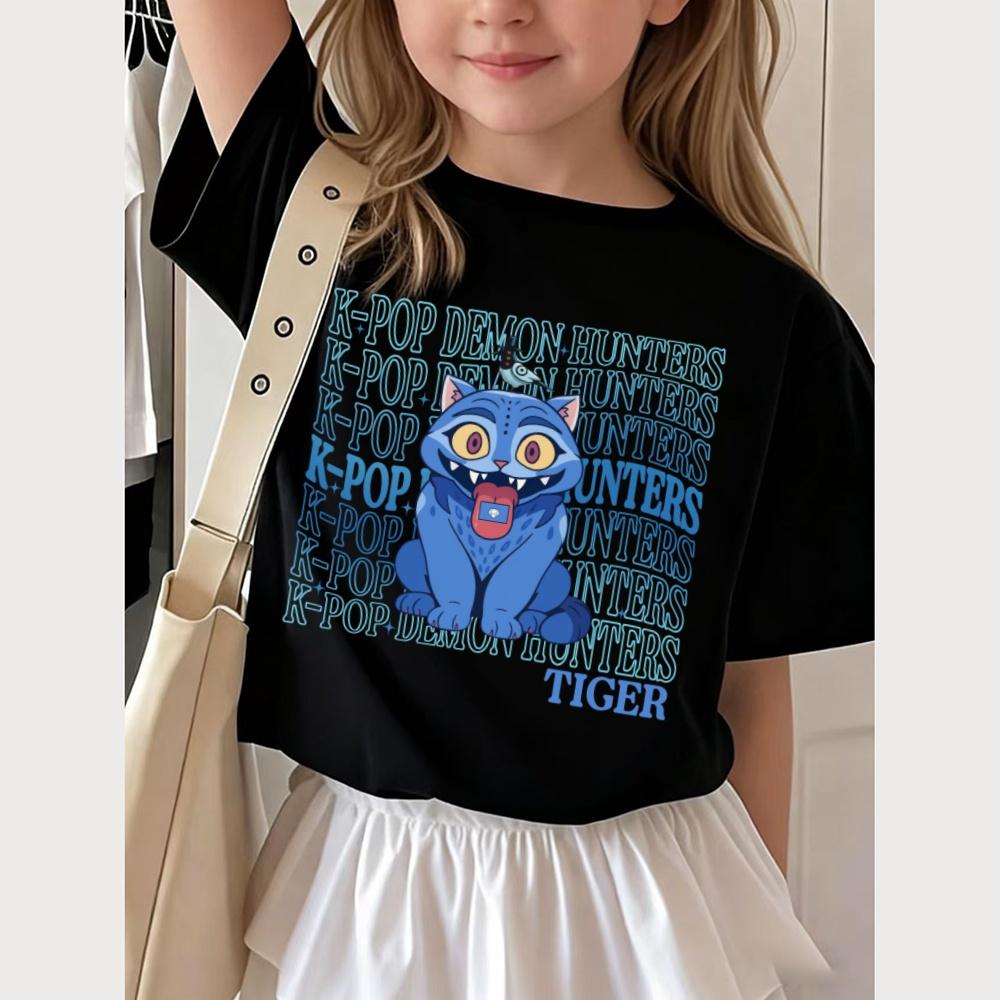 Demon Hunters Children's T Shirt Short Sleeve Kids T-shirt Cute Kpop Demon Hunters Harajuku T-shirt for Girl