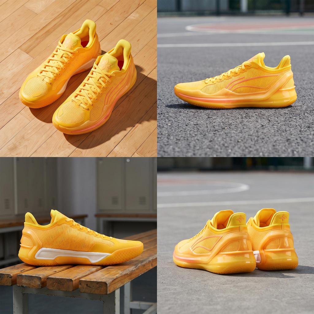 Li Ning Blade 4V2 Profesjonalne buty do koszykówki Buty sportowe Unisex Fluorescencyjny-Mango-Żółty ABAU037-5