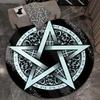 1pc Witchcraft Pentagon Skull Print Non-slip Round Rug - Polyester Crystal Velvet Chair Cushion for Living Room, Bedroom