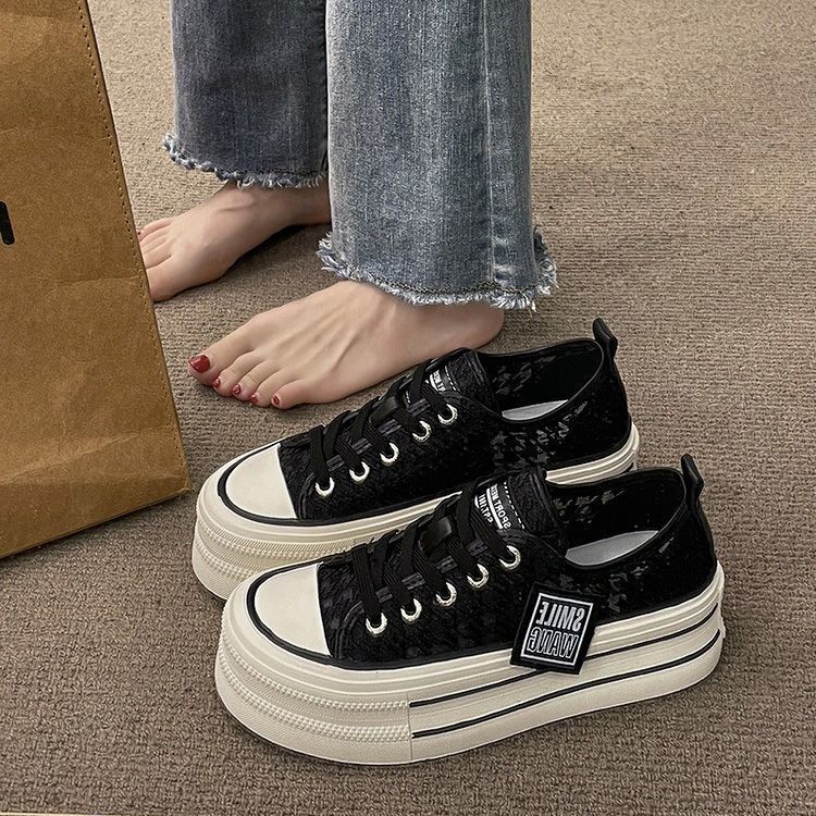 Fashion Canvas Shoes for Women Breathable Spring Autumn High On Platform Woman Footwear Comfortable and Elegant Offer Vulcanized Shoe 39