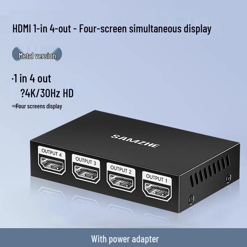 ShanZe HDMI Splitter: 1 In 4 Out for Simultaneous Display on Multiple Screens