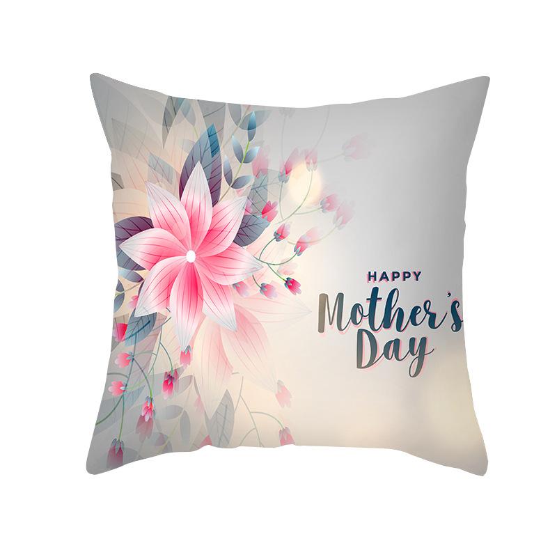 New Mother's Day Printed Pillow Cover Peach Skin Home Sofa Decoration Pillow Bedroom Cushion Pillow Cover