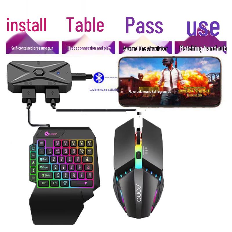 JiaYing PUBG One-Handed Keyboard & Mouse Auto-Press Gun Peripheral Set