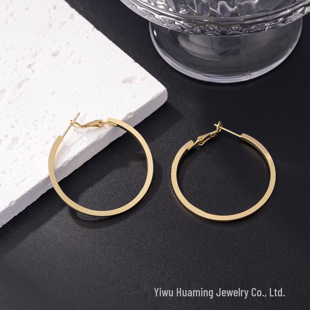 

Серьги-кольца «Серебряная игла», Модные медные серьги-кольца высокого класса, Легкая роскошь, Универсальный ювелирный аксессуар.