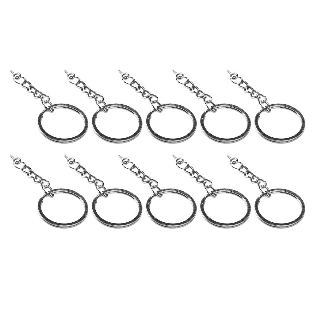 10 τεμ. DIY Μπρελόκ με Αλυσίδα Φορητό Μεταλλικό Μπρελόκ Βιδωτός Κρίκος Αξεσουάρ Κρεμαστό κόσμημα Μαύρο του όπλου