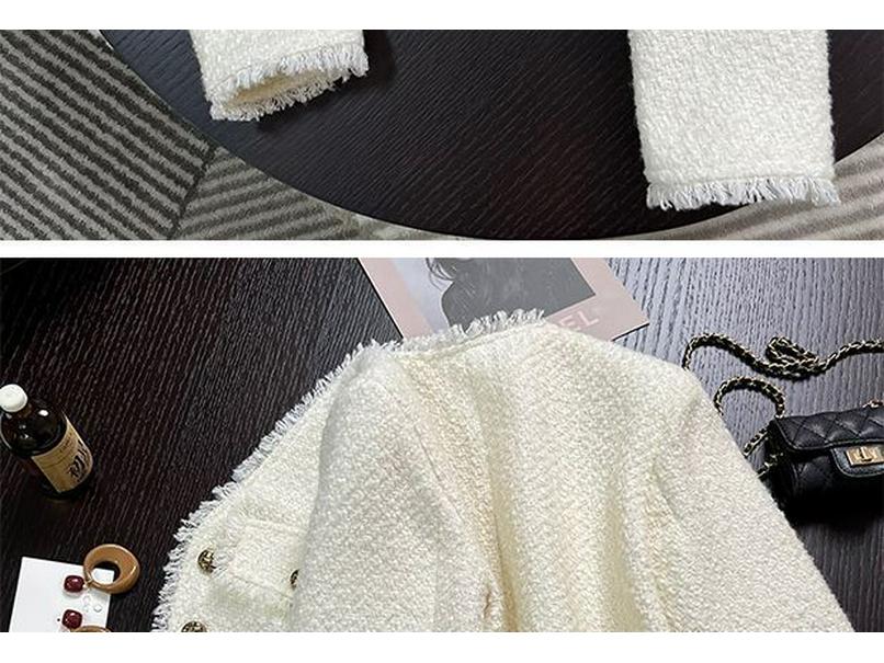 Women's French Style Short White Jacket - Spring/Autumn Collection