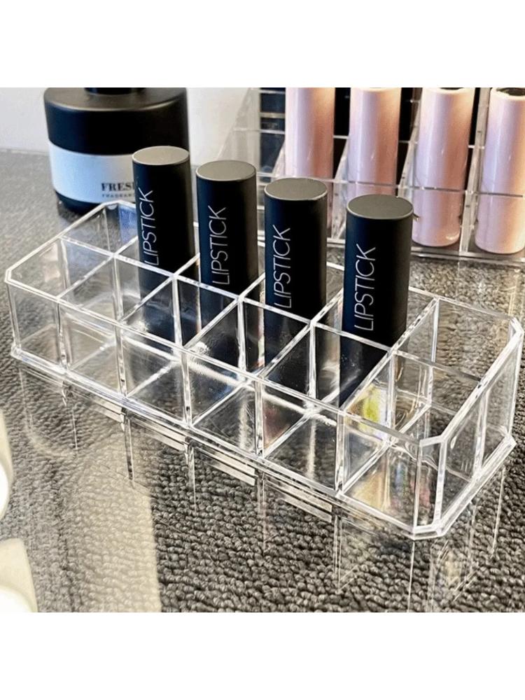 New 12/18/36 Grid Lipstick Storage Box Clear Acrylic Lipstick Case Nail Polish Display Stand Holder Shelf Storage