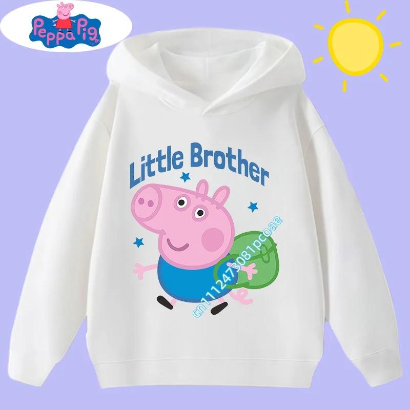 new children's clothing Children's hooded sweatshirt with Peppa Pig cartoon print - Boys' sports shirt for girls, casual top