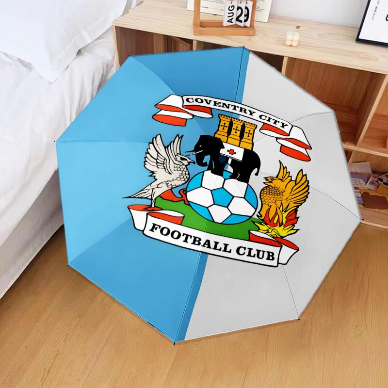 1PC Coven-try Football Club Crest Printed Umbrella Folding umbrella, automatic umbrella 8-Frame for Travel, camping Fan gifts Christmas Gifts