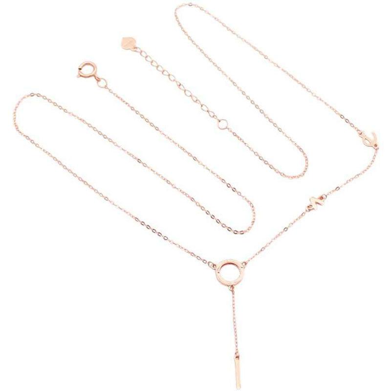 Color Gold Simple Exquisite Women'S Love Letter Necklace Purple Gold Plated Rose Gold Collarbone Chain