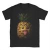 Funny Silly AI Pineapple Gen Z Meme BrainRot Humor Tongue Out T-Shirt Summer Fashion T-Shirts Men 100 Cotton Funny Tshirt
