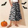 Women's Casual Stretch Waistband Drawstring Halloween Print  Half-length Skirt
