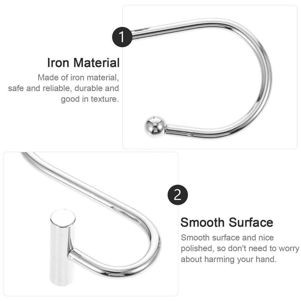 12Pcs T-Bar Curtain Hooks Metal Shower Rings Seamless Slide No Bunching Modern Bathroom Decor Shower Curtain Hooks