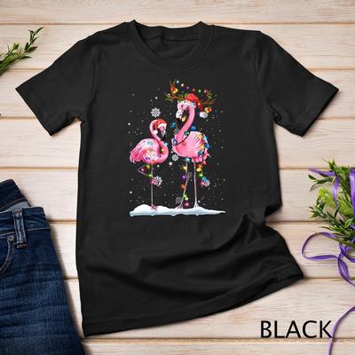 Christmas Flamingo Santa Hat Xmas Lights Flamingo Loves Unisex T-shirt