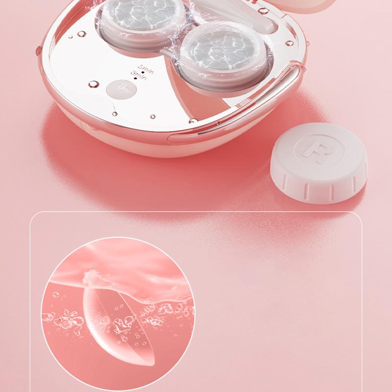 

Чехол для чистки контактных линз Ультразвуковая автоматическая очистка USB-зарядка Чистый цвет Портативный милый розовый