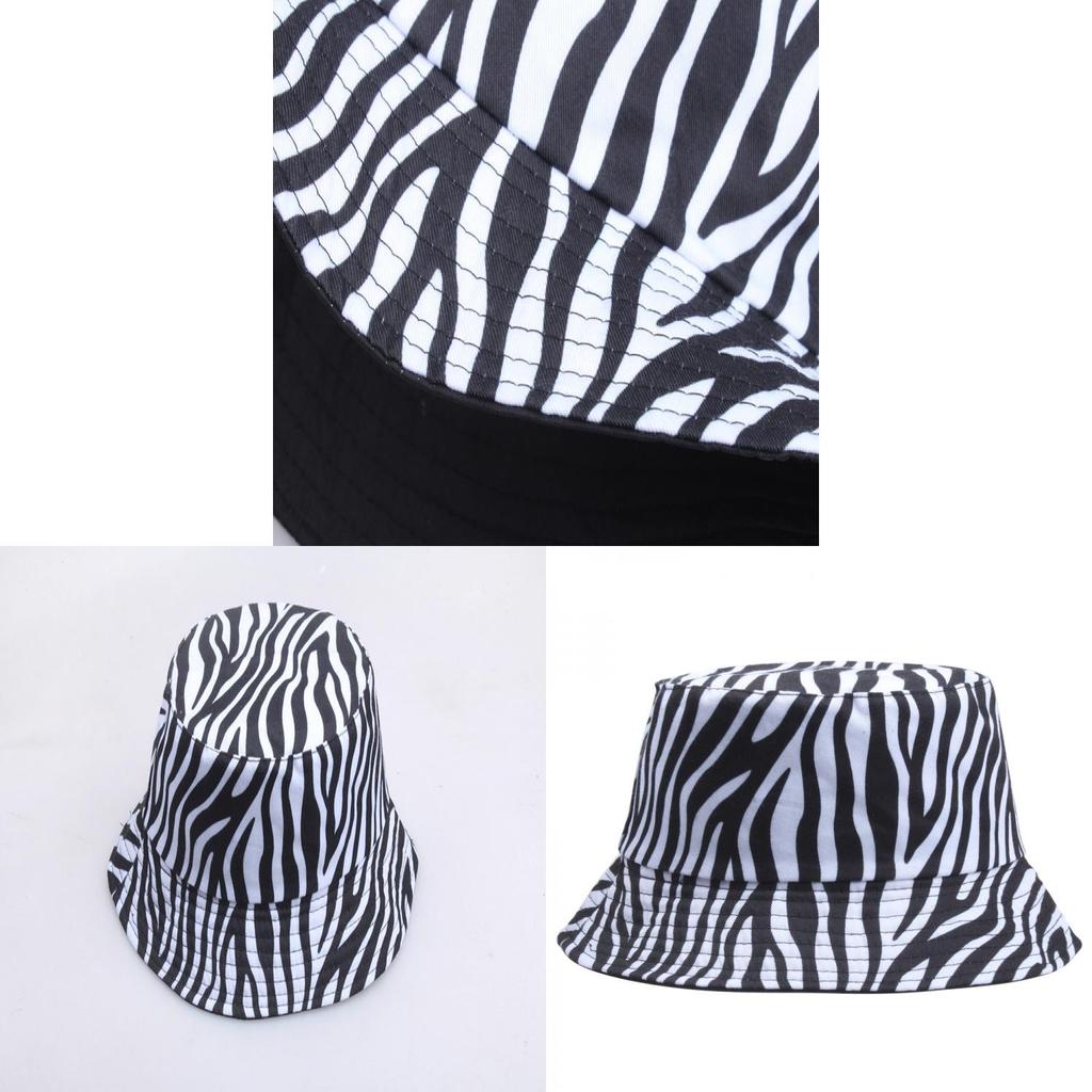 Fisherman Hat Women Black Zebra Print Sun Block Summer Bucket Hat For Outdoor Use