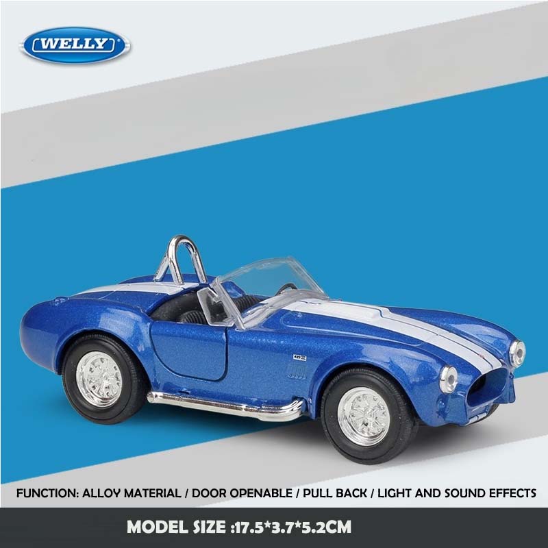 1/36 Scale 1965 Shelby Cobra 427 S-C Simulation Alloy Car Model Pull Back Car Toy Children Boy Birthday Gift Miniature Voiture