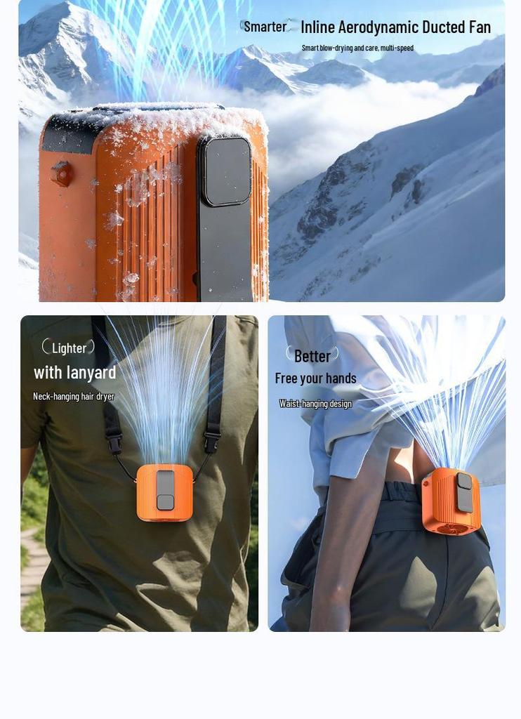 Portable High-Speed Hanging Waist Fan with Long Battery Life for Outdoor and Construction Use