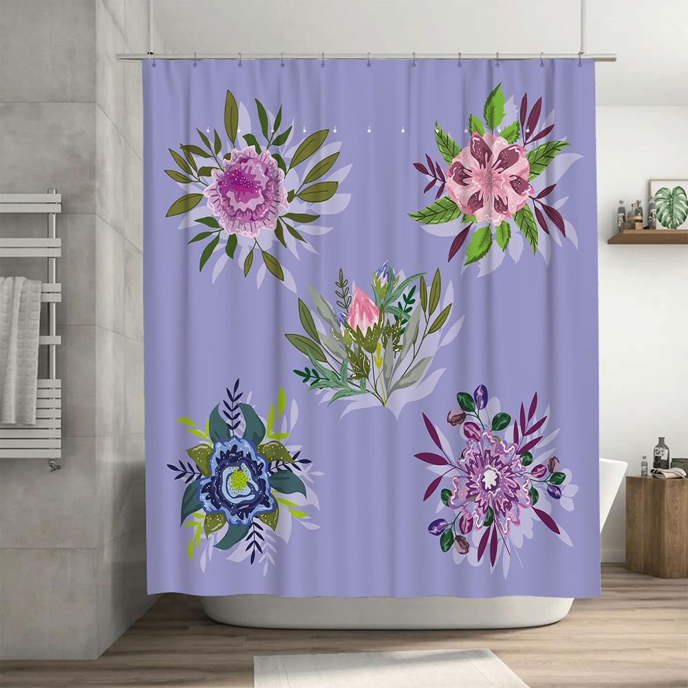 Luxury Floral Shower Curtain Set With Waterproof Fabric Perfect For Modern Bathrooms!