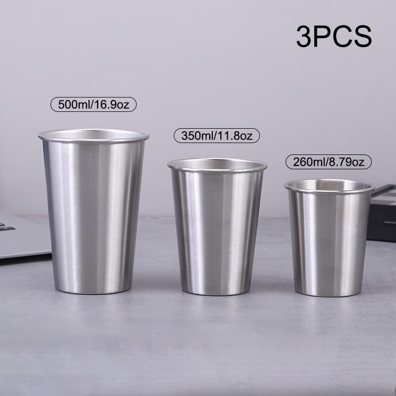 

3 шт. Походная кружка из нержавеющей стали - Удобная кружка для холодных напитков - Однослойная пивная кружка с закатанным краем для улицы