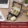 Uxcell 3-Slot Watch Storage Box with Glass Cover, Men's Watch Box, Removable Watch Pillow, Wooden Watch Box, BlackBeige