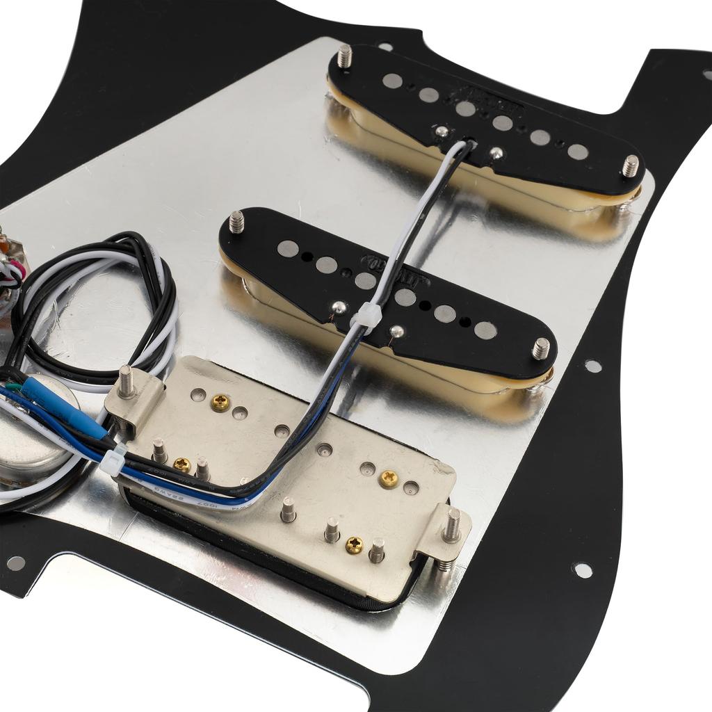 Musiclily Pro SE Schlagbrett mit Alnico 5 Tonabnehmern und Super Switch für ST Strat E-Gitarren mit Zebra Stegtonabnehmer ST-HSS-60SE Vorverkabelt 5-Wege Gitarren,