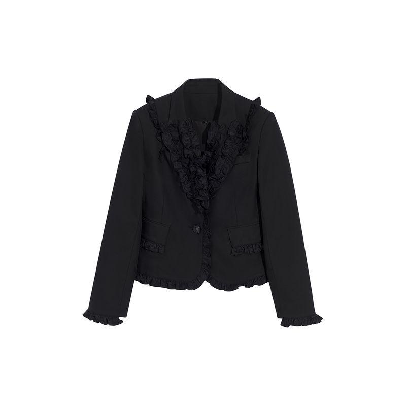 

District Ouyang Wooden Ear Suit Outwear Female Fall and Winter Loose-Fitting Casual Suit