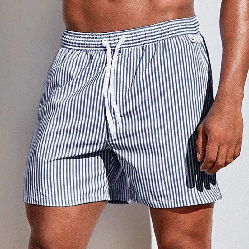Einfache vertikale Streifen Muster Kurze Hosen für Herren Sommer Lässig Tägliche Kleidung 3D Gedruckte Badeshorts Locker Urlaubs Badehosen