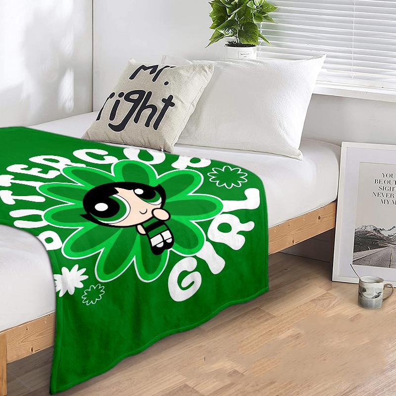 1PC The Powerpuff Girls printed blanket, all season lightweight home office outdoor nap multifunctional blanket A6