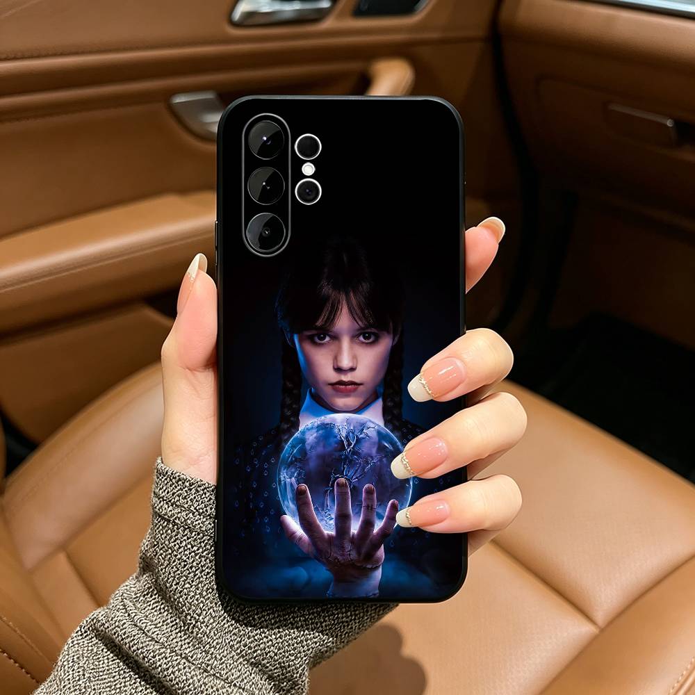 Famous actress-Actress J-Jenna-Ortega Black Soft Silicone Phone Case for Samsung Ultra S25, S24, S21, S22, S23, S30, Plus, Lite