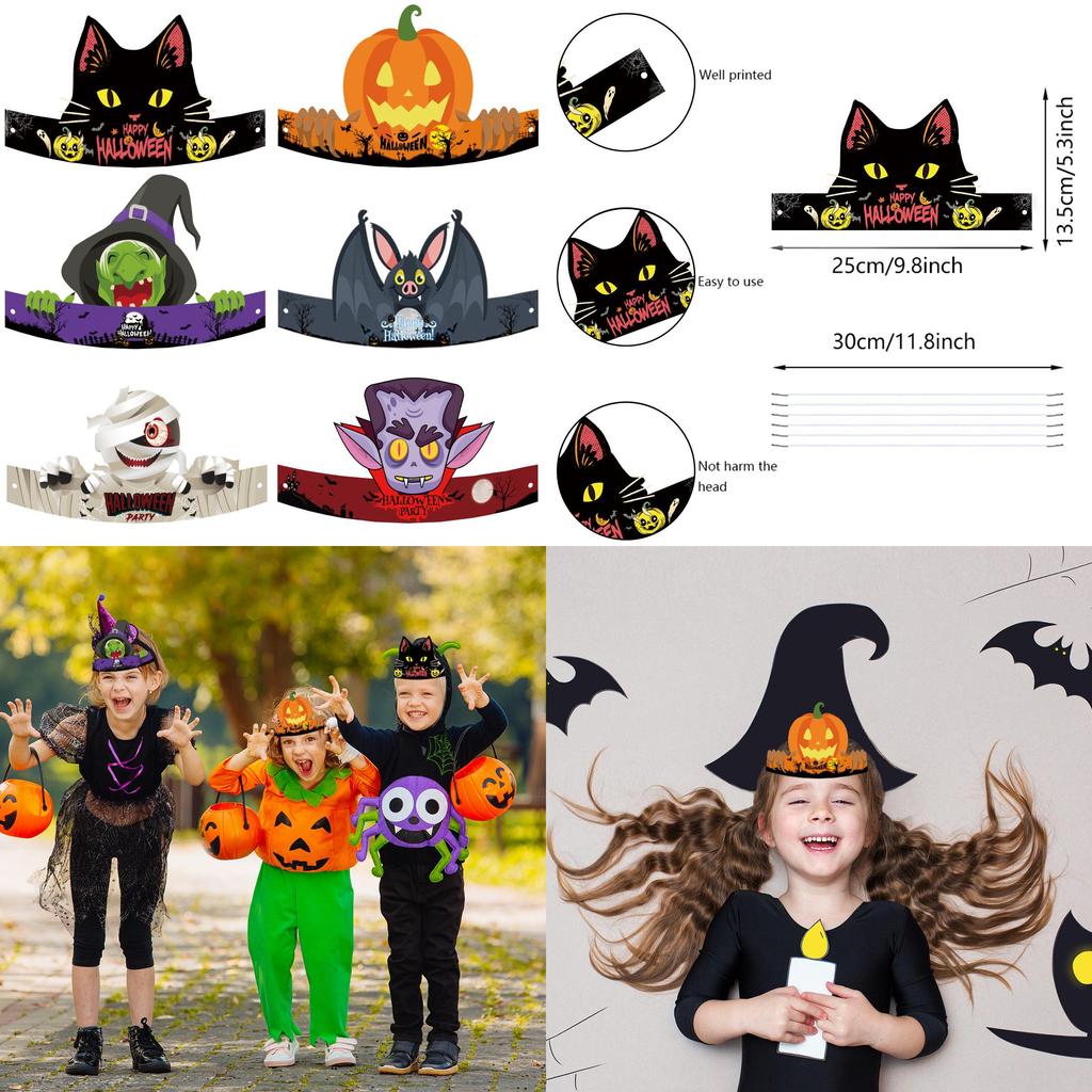 New Halloween Paper Hats For Children's Parties Wholesale Decorations