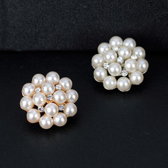 Flower Rhinestone Imitation Pearl Brooch Pin DIY Bridal Wedding Bouquet Decor ARI