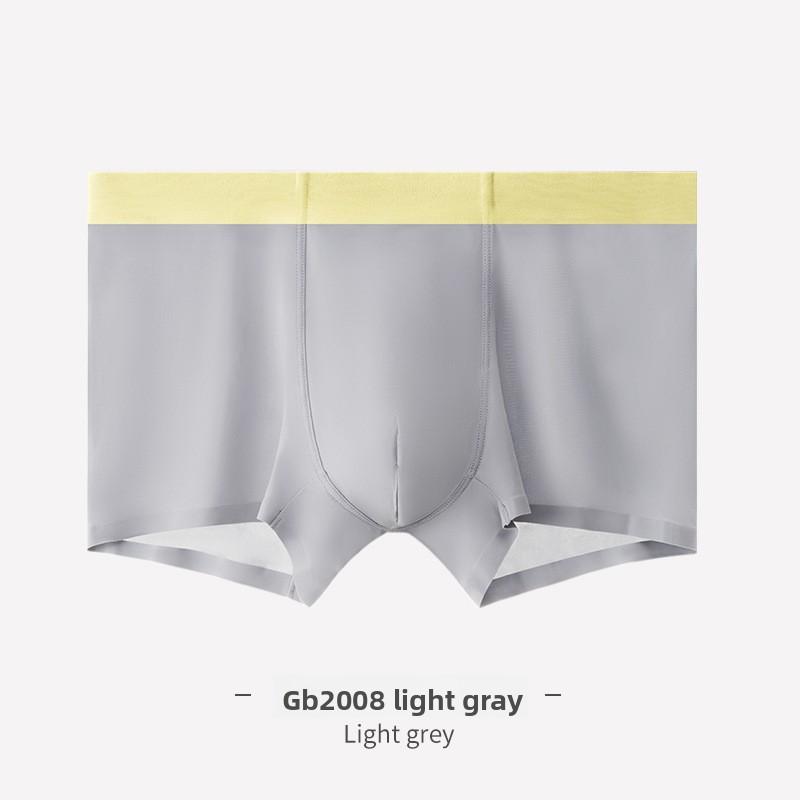 Men's Spring and Summer New Solid Color Ice Silk Anti Trace Speed Dry Flat Angle Underwear