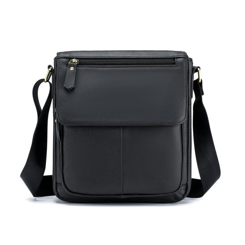 2026 Top Grain Leather Vintage Flap Over Crossbody Bag, Men Genuine Leather Daily Commute Single Shoulder Bag