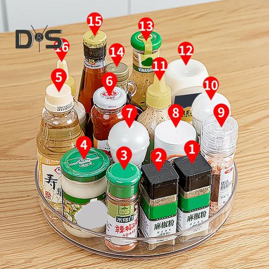 Storage Turntable 360° Rotating Storage Tray Organizer Transparent Round Storage Box for Kitchen Bathroom Cabinet