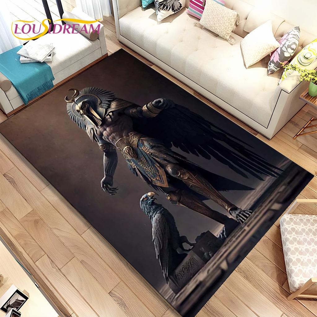 Egyptian Mythology Pharaoh Hieroglyphics Area Rug,Carpet for Home Living Room Bedroom Sofa Doormat Decor,kids Non-slip Floor Mat