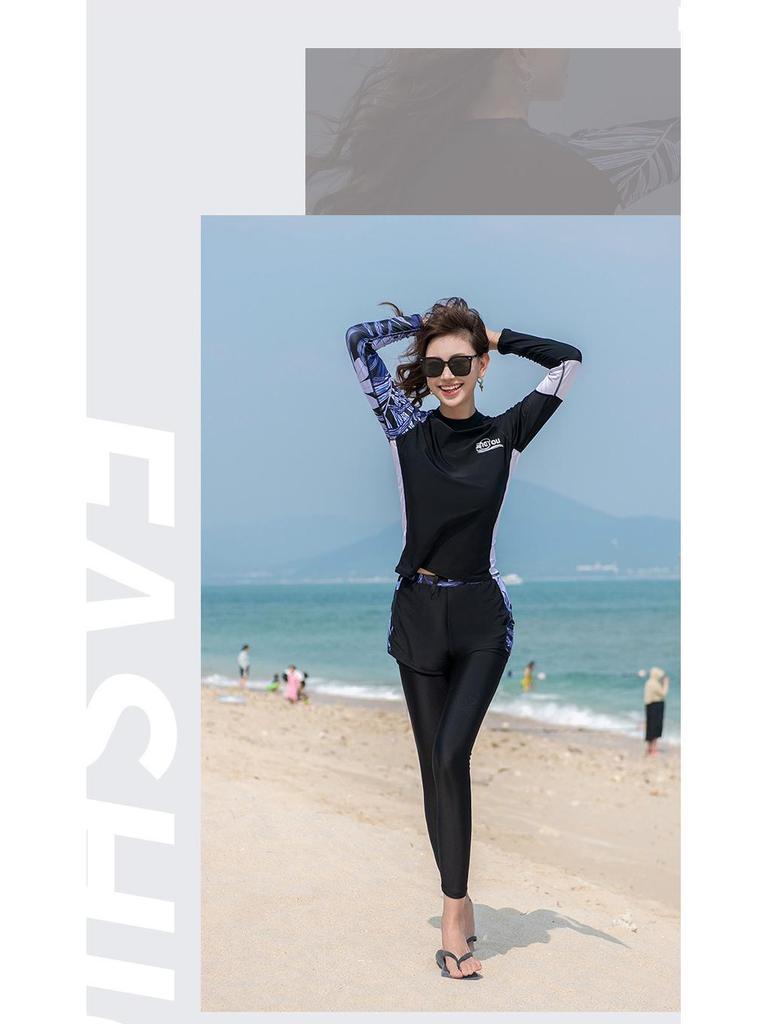 Women's Plus Size Digital Print Swimsuit Set for Snorkeling, Surfing, and Diving