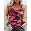 Printed Camouflage Round Neck Womens Vest Basic Elastic Vest Casual