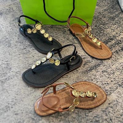 Sandales d'été tendance pour femmes Style coréen Chaussures de tennis décontractées Sandales romaines légères pour la plage Pantoufles à clip pour les doigts Style 'Net Red'