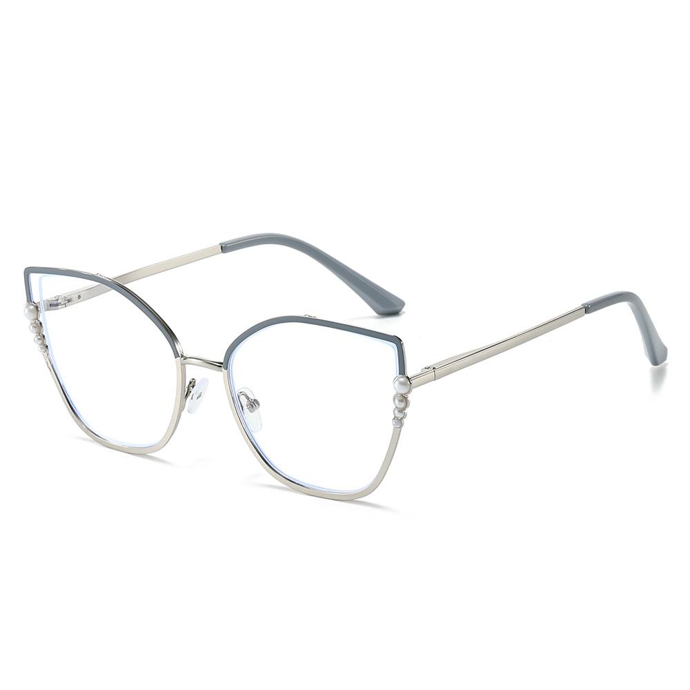 

Персонализированная оправа для очков, женская оправа из нержавеющей стали, близорукость, анти-синий свет, плоская оправа для очков кошачий глаз white film
